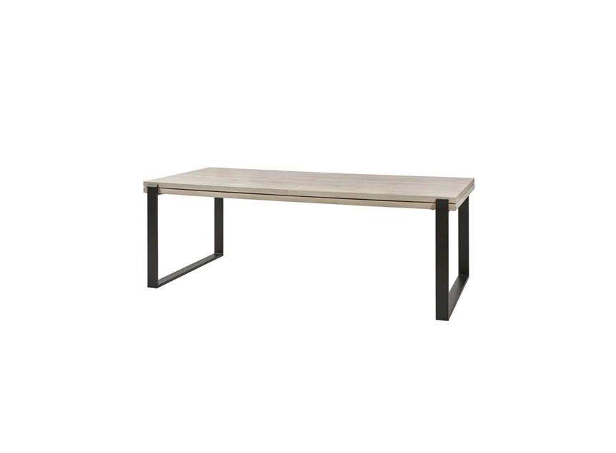 T23UME verlengbare eettafel evan sledepoot metaal K540 lichtgrijze eik open