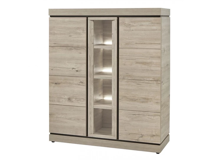 V1 grote vitrinekast evan belluno K541 millenium eik lichtgrijs zwart