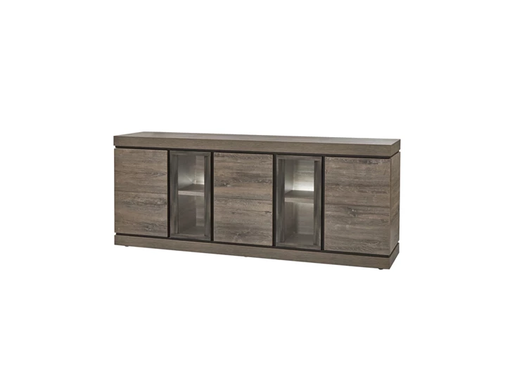 DR2 middel dressoir evan belluno K538 millenium eik donker bruin imitatie staal