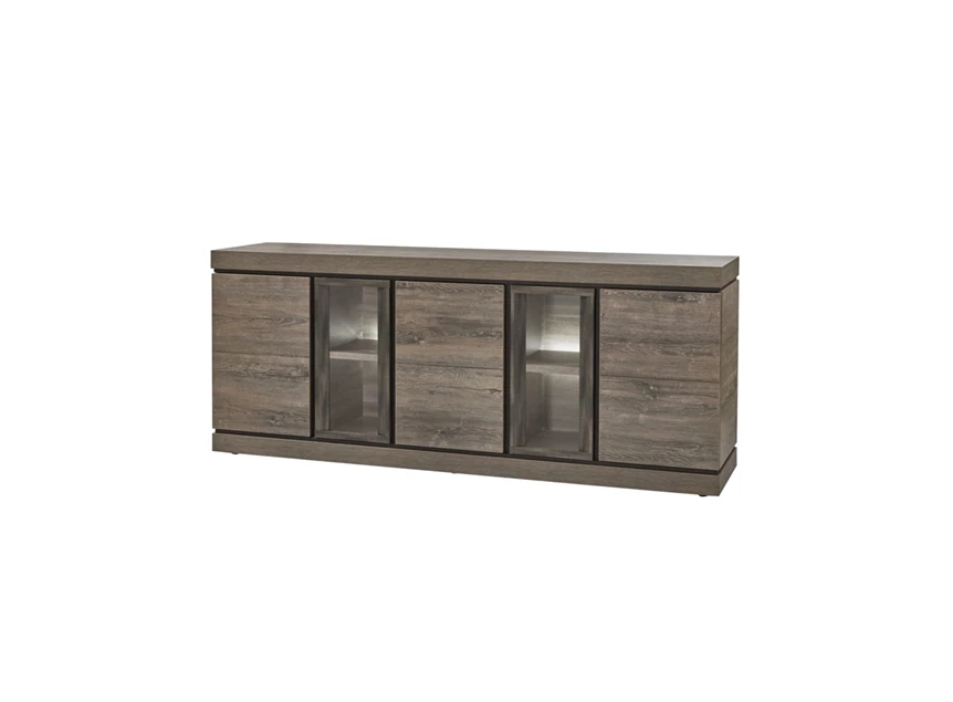 DR2 middel dressoir evan belluno K538 millenium eik donker bruin imitatie staal