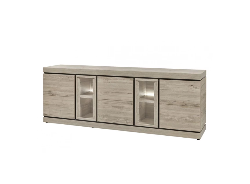 DR1 grootste dressoir evan belluno K541 millenium eik licht grijs zwart