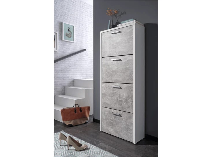 Fulda 2 wit 4 klapladen opbergen hout budget betonlook 2538 finori schoenkast