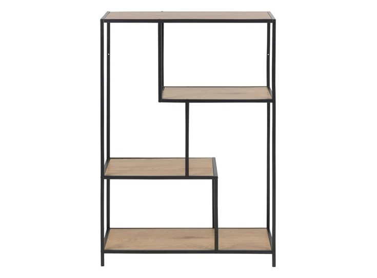 89164 seaford rek assymetrisch wilde eik zwart metaal laag vooraanzicht