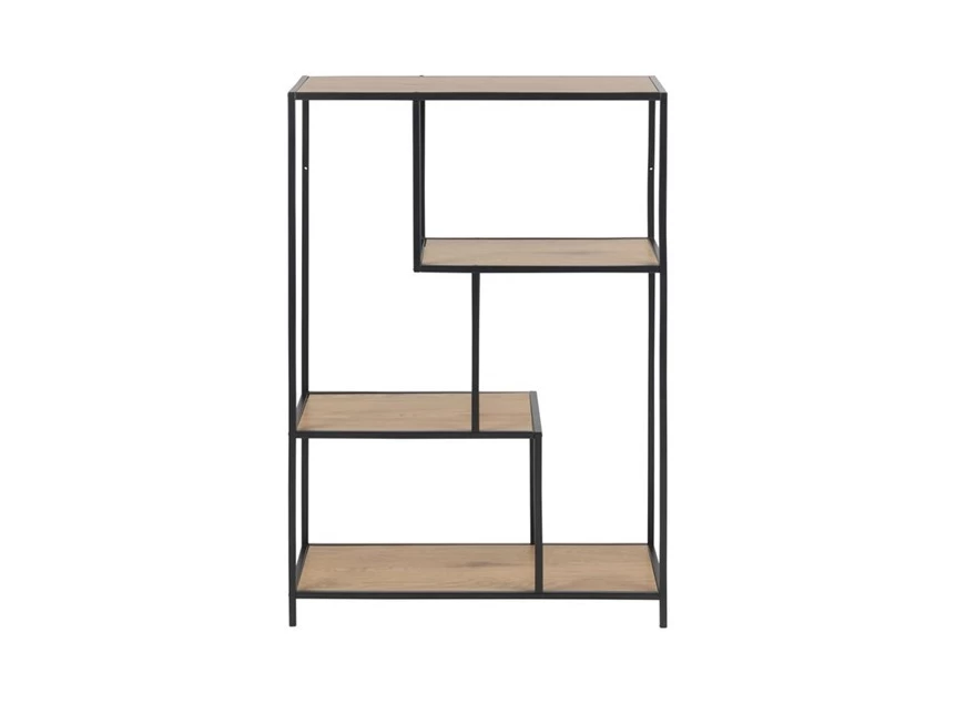 89164 seaford rek assymetrisch wilde eik zwart metaal laag vooraanzicht