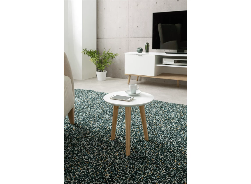 Imola 1 klein wit blad drie naturel houten poten finori scandinavisch design bijzettafel 2707 rond