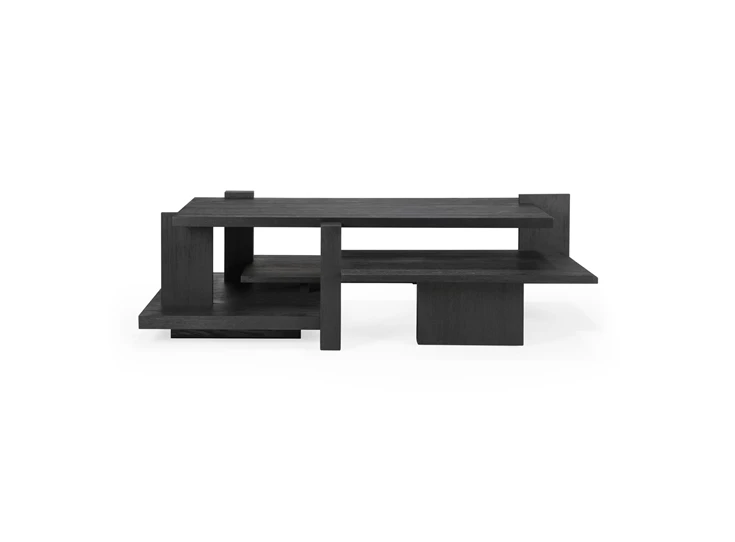 Teak Abstract Black Coffee Table 10118 Ethnicraft