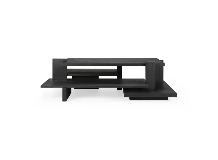Achterkant Teak Abstract Black Coffee Table 10118 Ethnicraft
