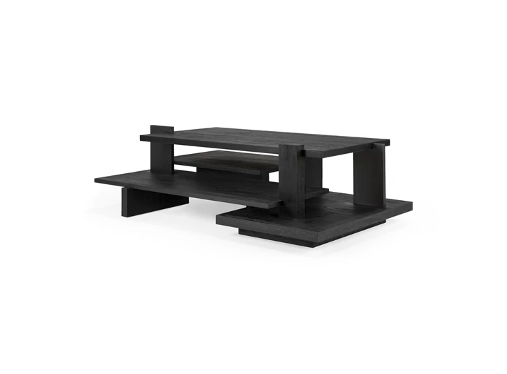 Zijkant Teak Abstract Black Coffee Table 10118 Ethnicraft