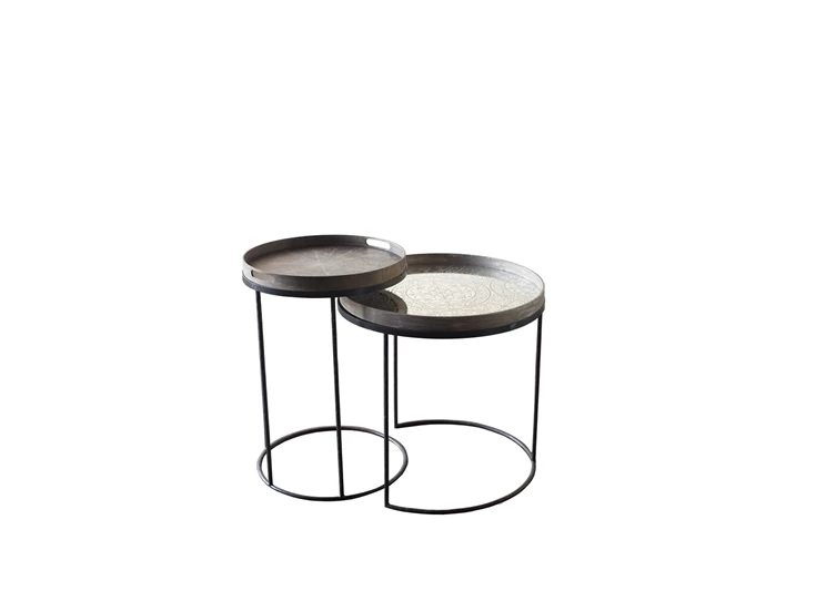Round Tray Table Set 20721 Notre Monde metaal zwart plateaus