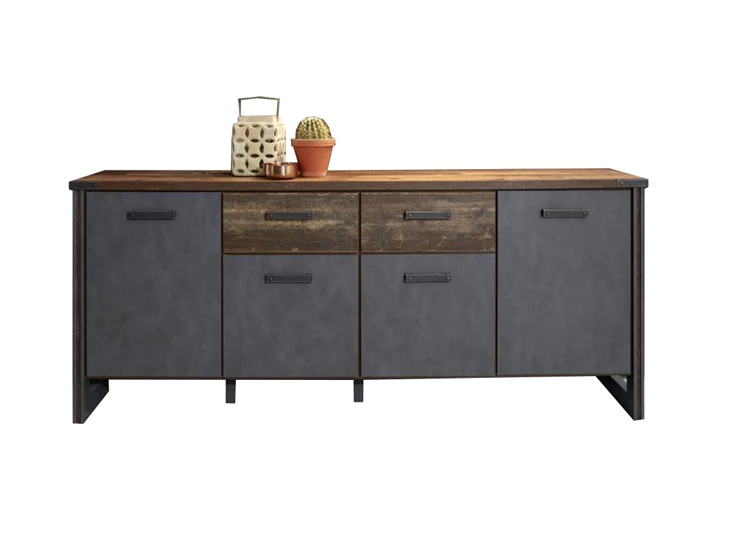 Prima 1868-874-23 trendteam industrieel old wood finish hout matera laden deuren sideboard dressoir
