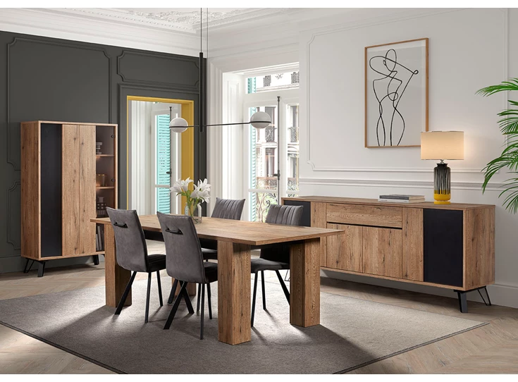 Eetkamer phenix zelfbouwpakket scarlet oak afgewerkt met zwart