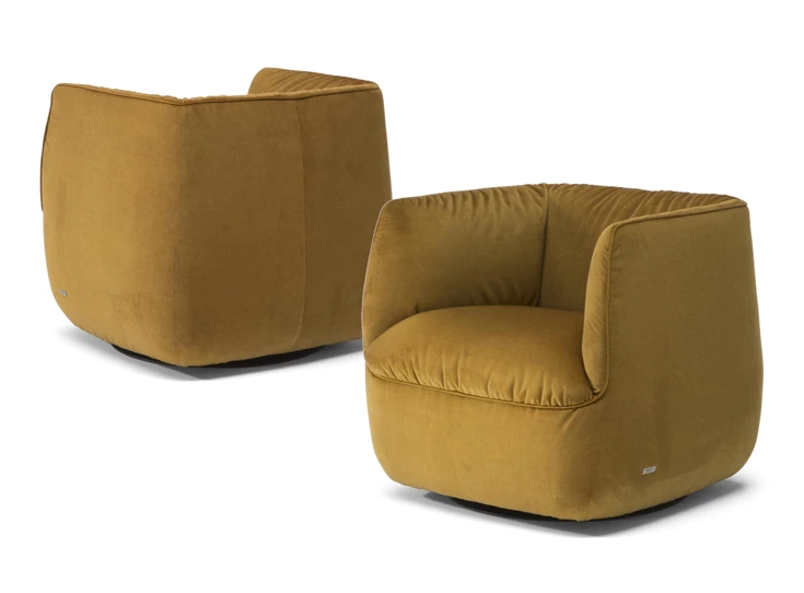 Fauteuil set Wally C195 natuzzi editions stof schuine 2 oker