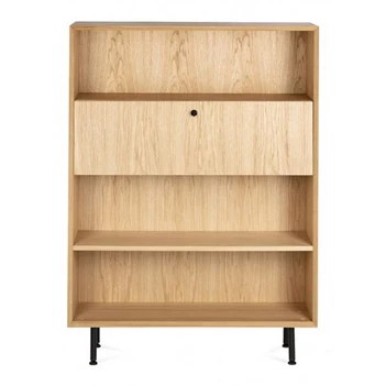 Oskar kast met opvouwbare bureau in het hout met zwarte poten