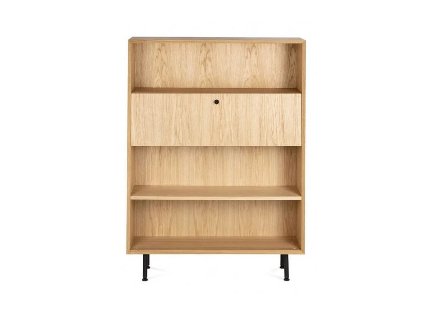 Oskar kast met opvouwbare bureau in het hout met zwarte poten