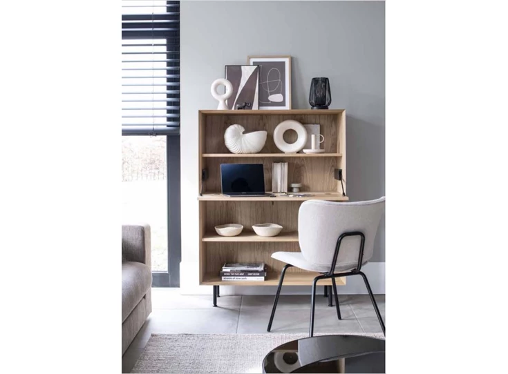 Oskar kast met opvouwbare bureau in het hout met zwarte poten gedecoreerd