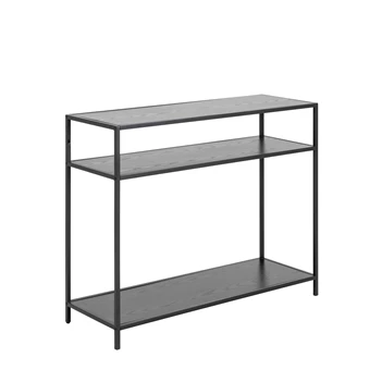 93702 seaford console zwart metaal hout actona schuin vooraanzicht