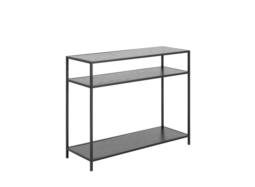 93702 seaford console zwart metaal hout actona schuin vooraanzicht