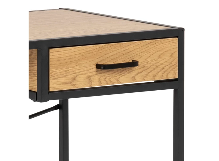 81316 seaford bureau zwart metaal natuur hout lade detail
