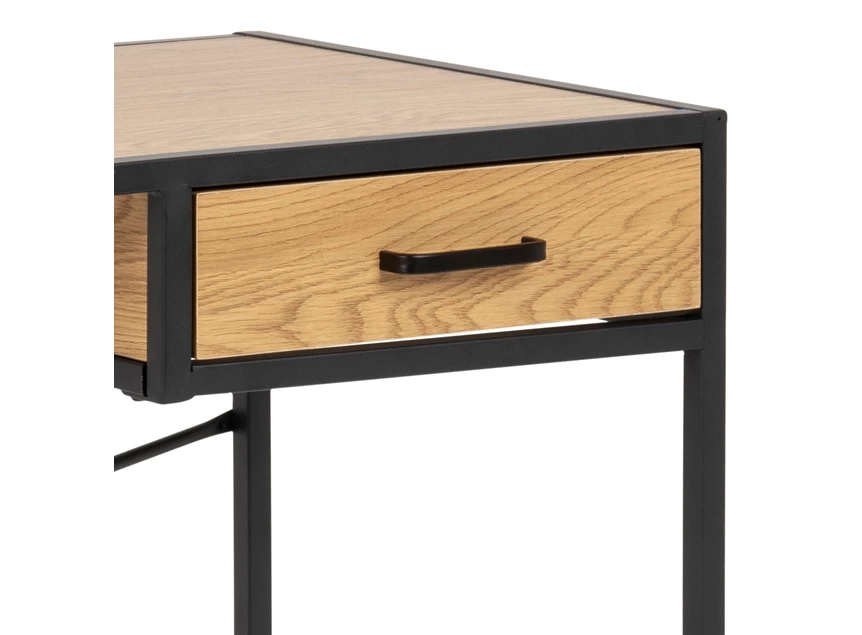 81316 seaford bureau zwart metaal natuur hout lade detail