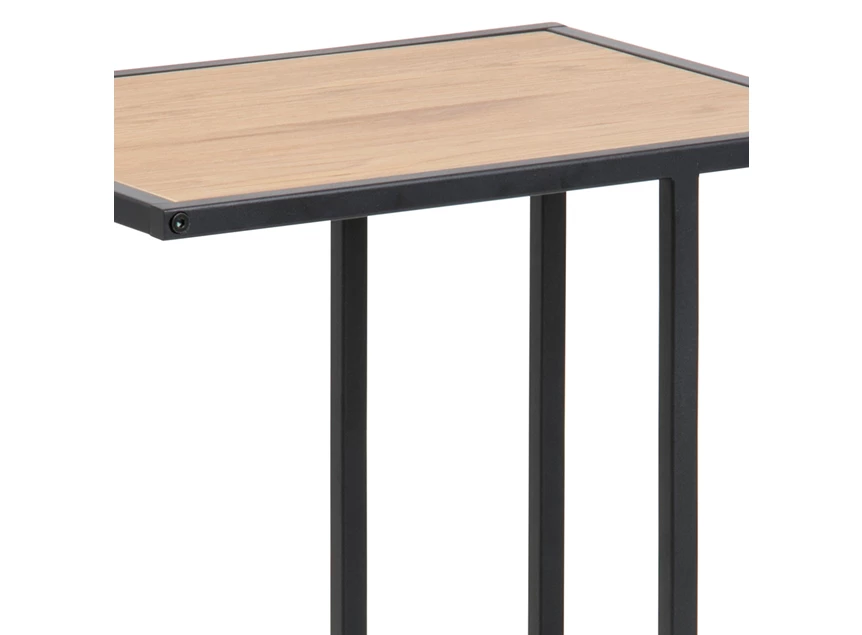 79386 seaford laptoptafel zwart metaal hout detail