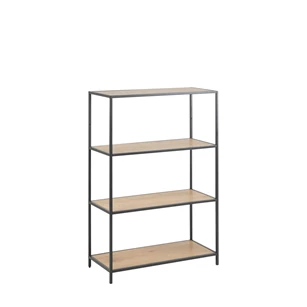 75966 seaford rek laag wilde eik zwart metaal schuin vooraanzicht