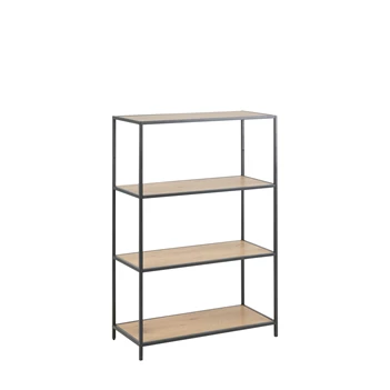 75966 seaford rek laag wilde eik zwart metaal schuin vooraanzicht