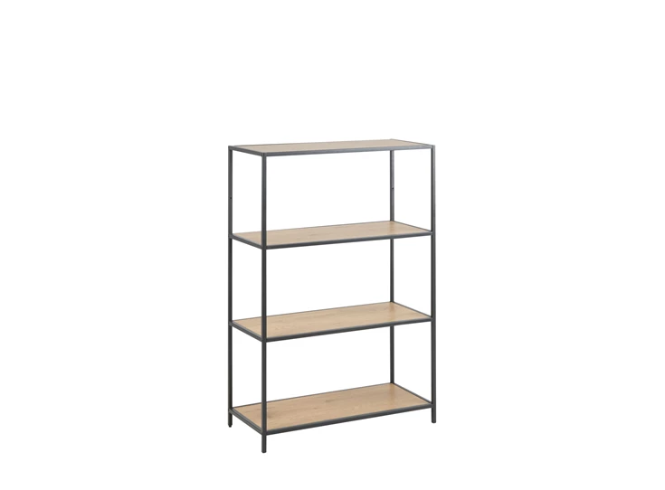 75966 seaford rek laag wilde eik zwart metaal schuin vooraanzicht