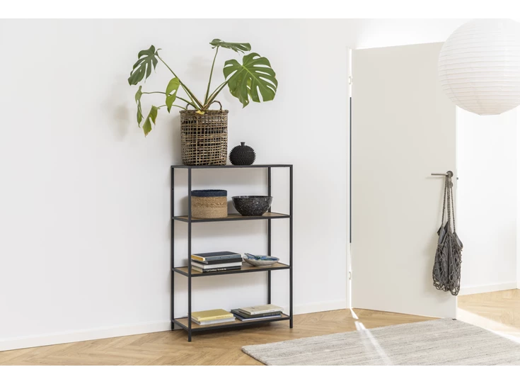 75966 seaford rek laag wilde eik zwart metaal sfeerbeeld