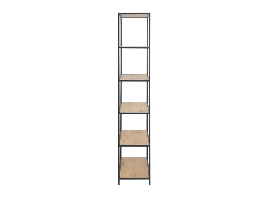 90941 seaford rek wilde eik zwart metaal hoog 6 planken zijaanzicht