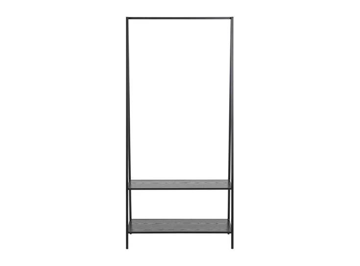 95661 seaford kledingrek zwart metaal 2 planken vooraanzicht