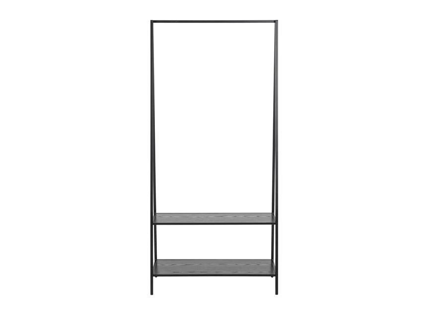 95661 seaford kledingrek zwart metaal 2 planken vooraanzicht