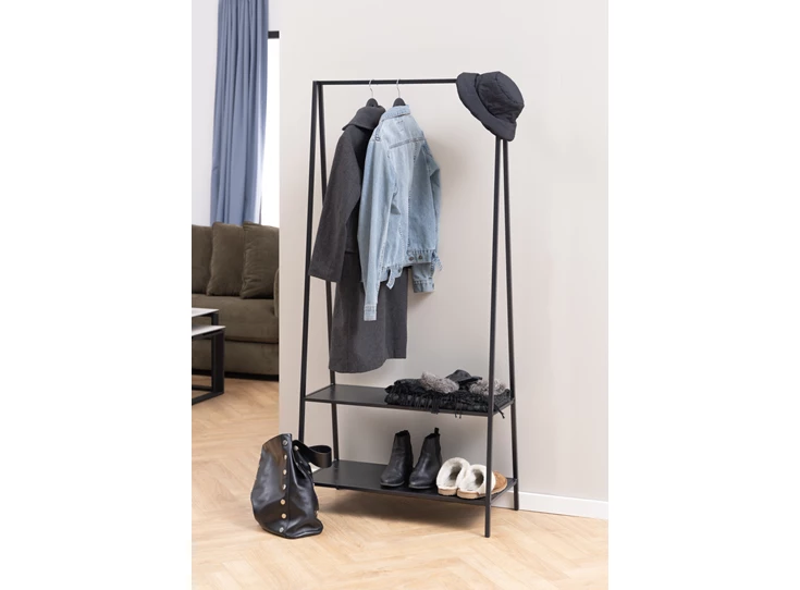 95661 seaford kledingrek zwart metaal 2 planken sfeerbeeld