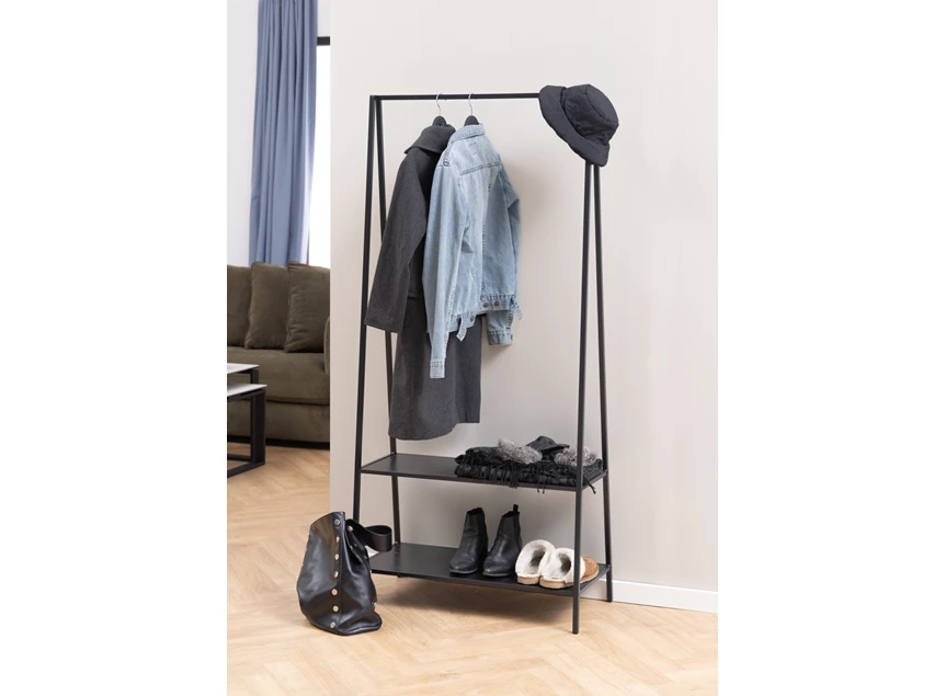 95661 seaford kledingrek zwart metaal 2 planken sfeerbeeld