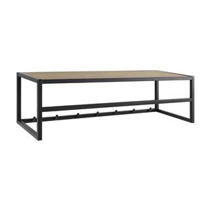 94340 seaford kapstok groot zwart wilde eik 7 haken plank schuin vooraanzicht