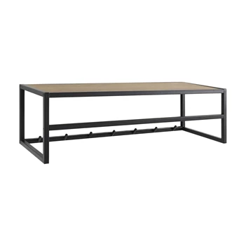 94340 seaford kapstok groot zwart wilde eik 7 haken plank schuin vooraanzicht