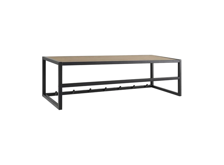 94340 seaford kapstok groot zwart wilde eik 7 haken plank schuin vooraanzicht