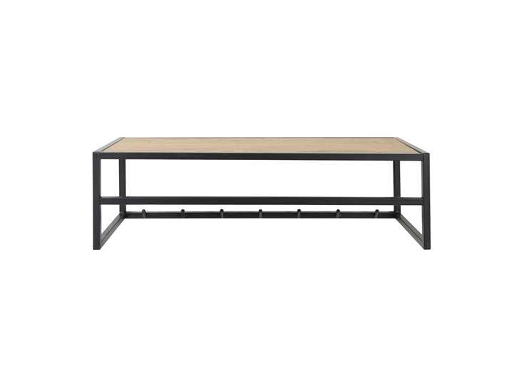 94340 seaford kapstok groot zwart wilde eik 7 haken plank vooraanzicht