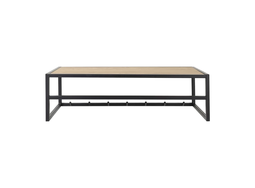 94340 seaford kapstok groot zwart wilde eik 7 haken plank vooraanzicht