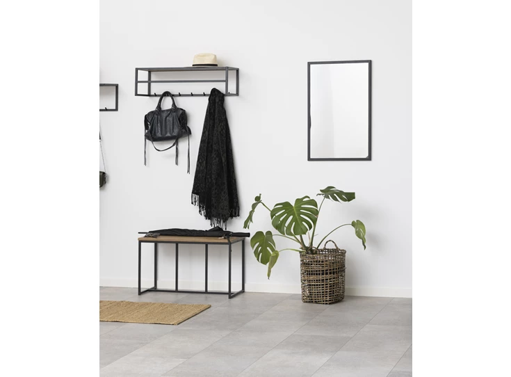 94340 seaford kapstok groot zwart wilde eik 7 haken plank sfeerbeeld