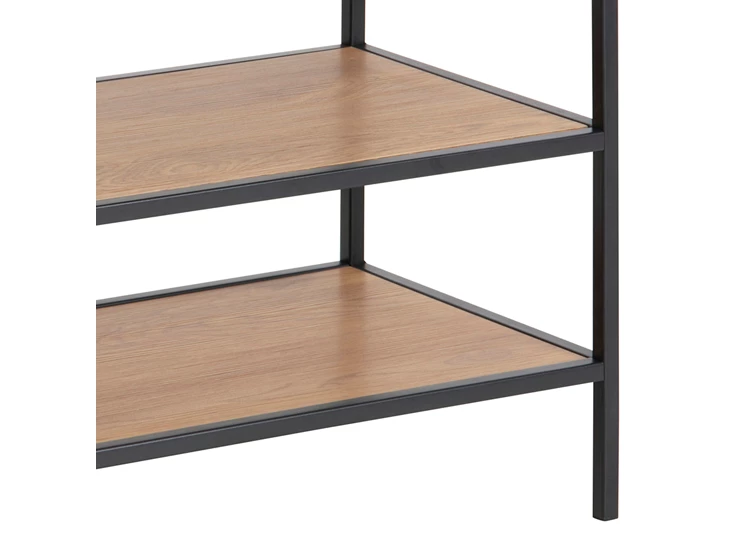 79423 schoenenrek seaford 3 planken laag zwart metaal wilde eik detail