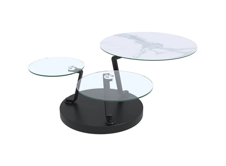 Salontafel Boussole glas combi marmerkeramiek