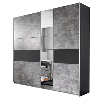 Korbach 5S74 stone grey metallic rauch duits design schuifdeurkast AC027 B218cm