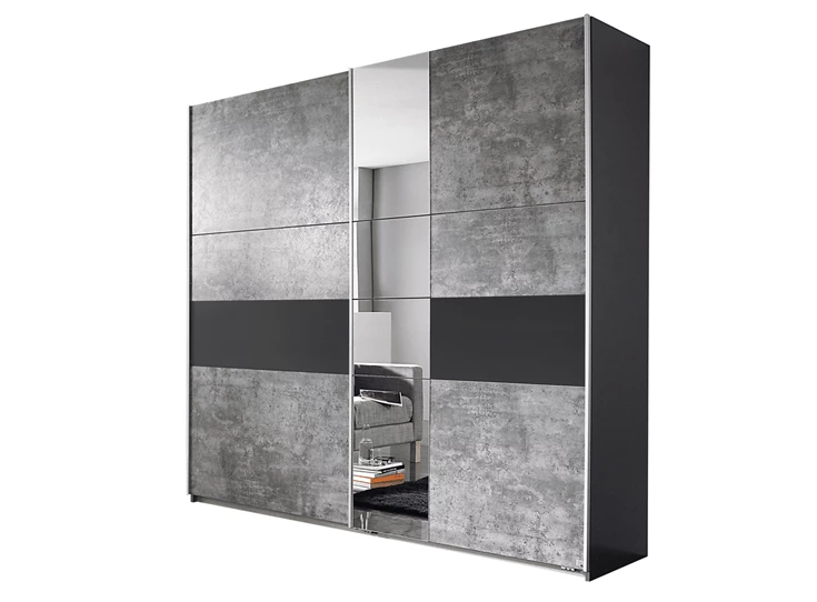 Korbach 5S74 stone grey metallic rauch duits design schuifdeurkast AC027 B218cm