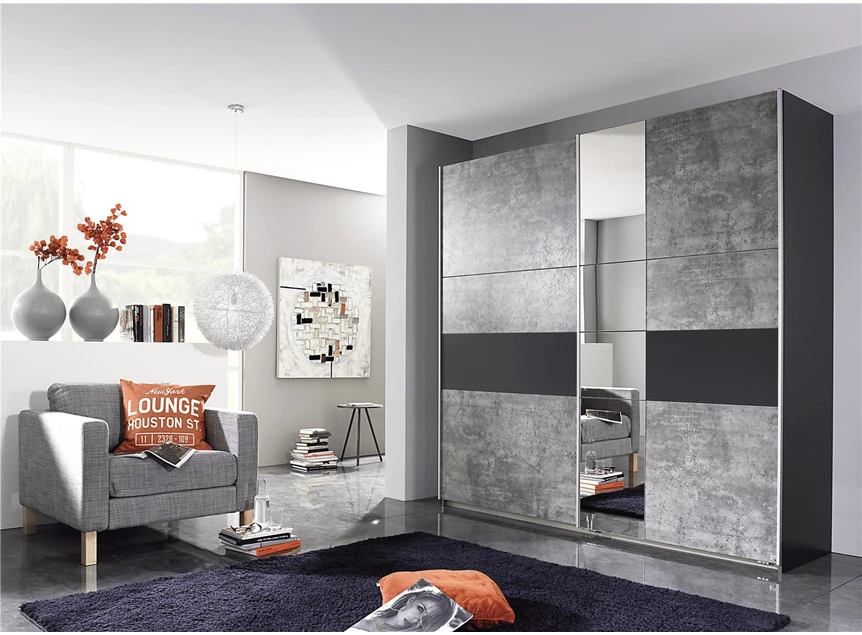Korbach schuifdeurkast AC027 B218cm 5S74 stone grey metallic rauch duits design