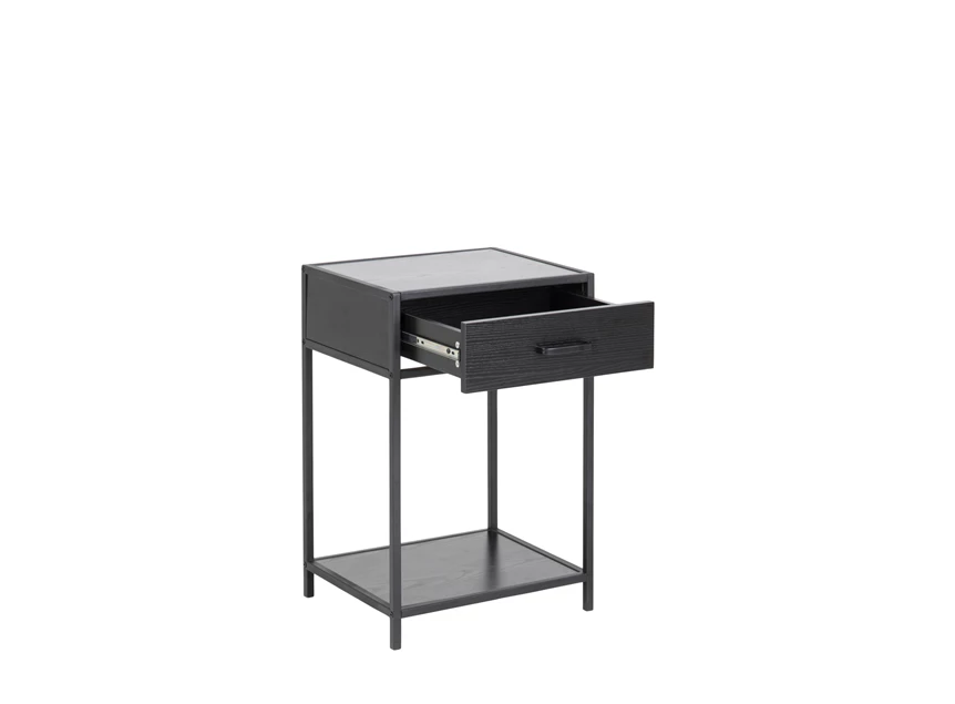 87997 seaford nachttafel zwart metaal met open lade voor