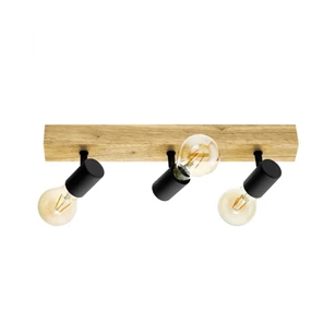 98113 eglo townshend 3 blakspot 60w zwart metaal e27 hout eiken 3 lampen lichtbronnen verlichting