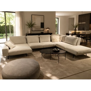 Hoeksalon Zico met longchair stof beige Passe Partout