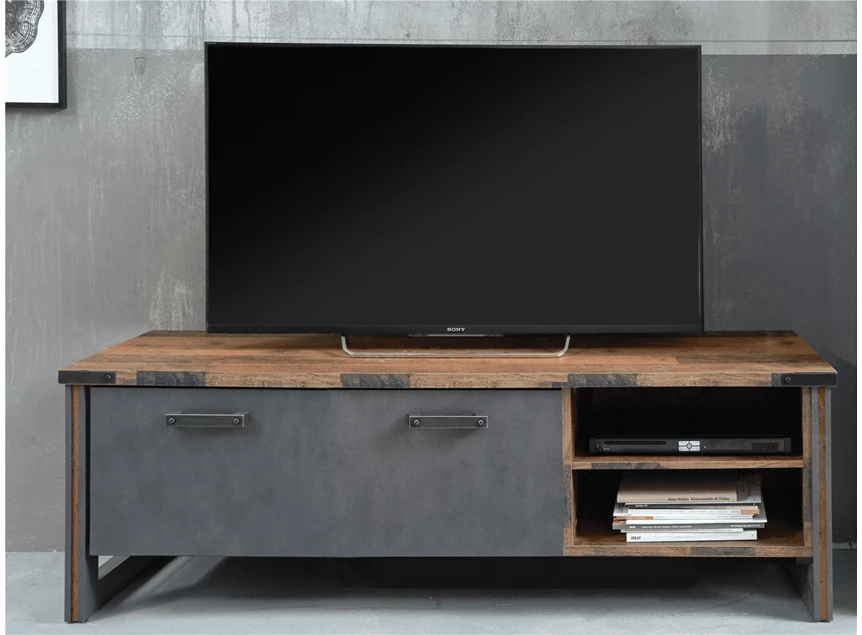 Prime tv-meubel prima trendteam 1868-322-23 oud hout matera finish 2 deuren 2 open vakken industrieel