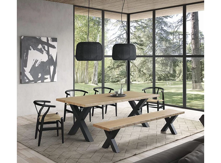 A la carte modulaire tafels massieve eik theuns mte metalen poot