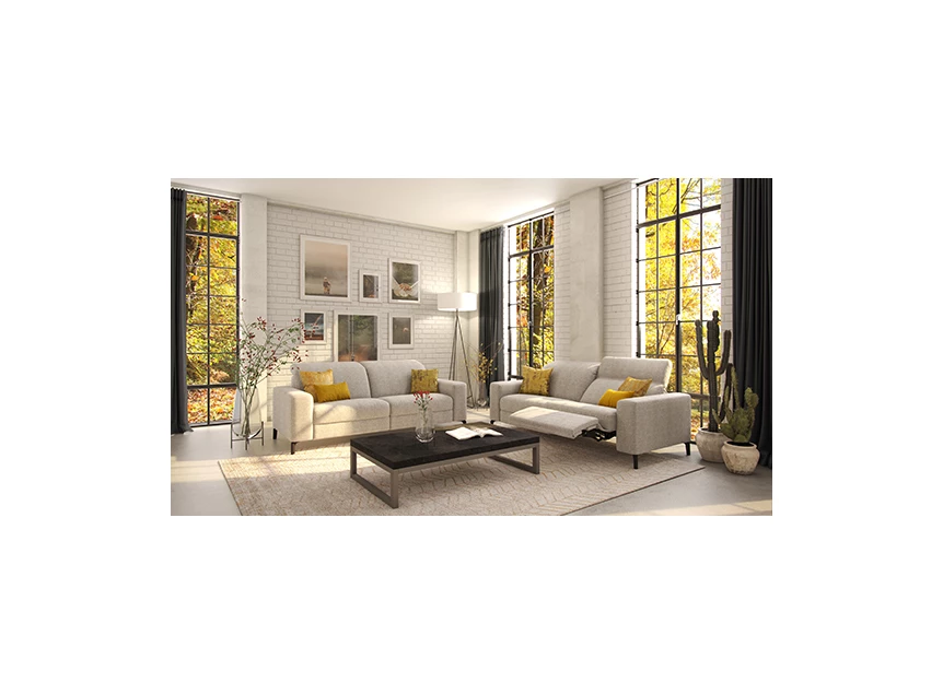 Cristallo eigentijds driezit 3 zit stof leder design canapé